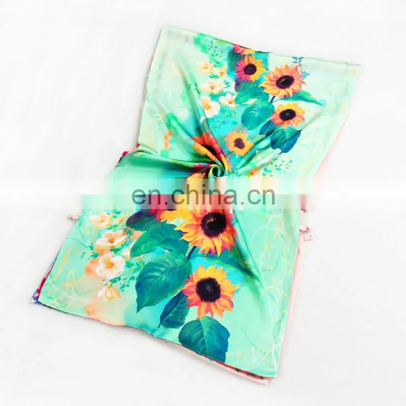 Hot sale Green scarf 100% pure silk satin