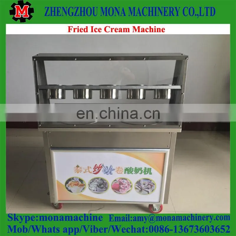 Widely Welcome Double 50cm round pans with 10 cooling barrels/tanks Thai fried ice cream machine for sale