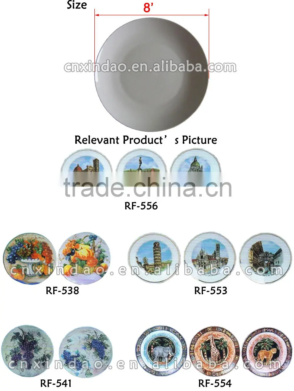 Porcelain Photo Printing Plate with Round Shape for Decoration Item for Prormotion