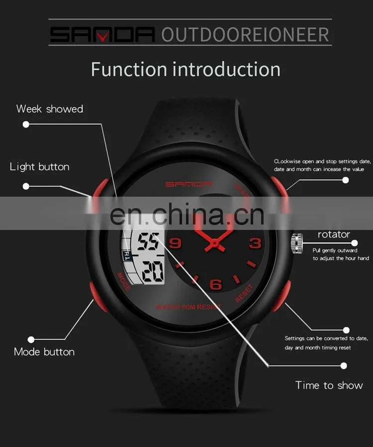 SANDA 763 Men boys sport latest silicone strap quartz analog waterproof cheap digital watch