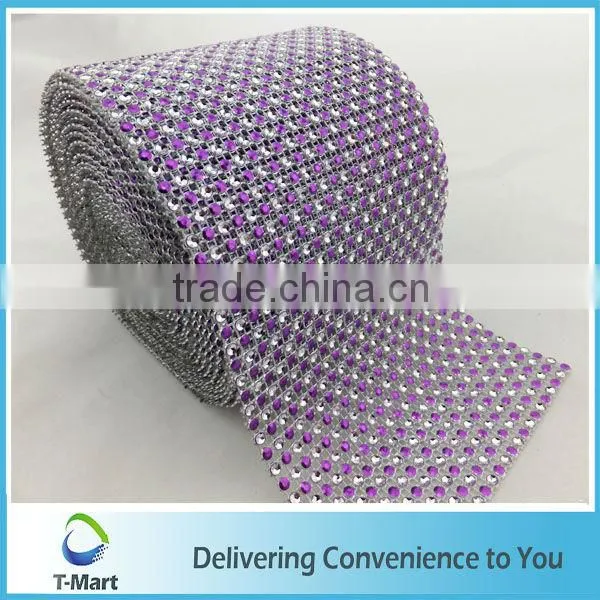 Purple Plastic Rhinestone Mesh For Wedding dress
