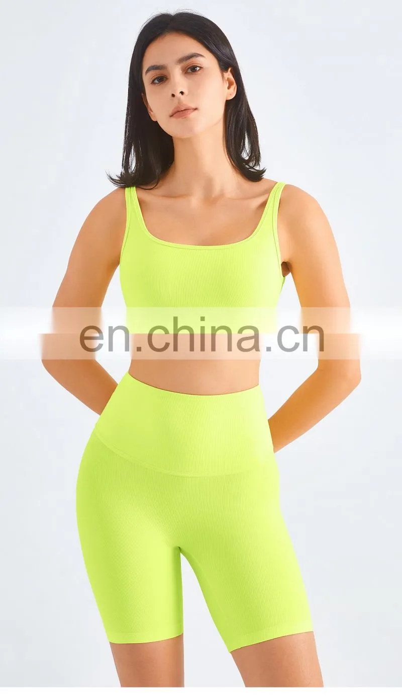 Custom Rib Adjustable Buckle Sports Bras Backless Gym High Impact Yoga Top