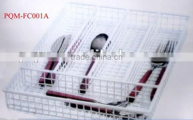 Plastic white metal PVC coating flatware caddy 001A