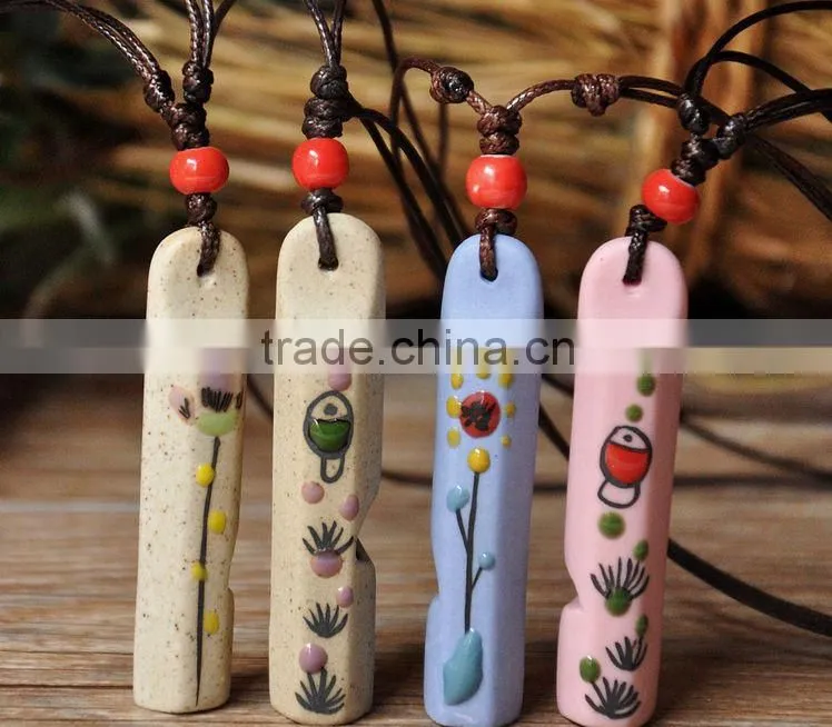 2015 New arrive Fashion Ceramic Handmade Necklace National Whistle Pendant Necklace