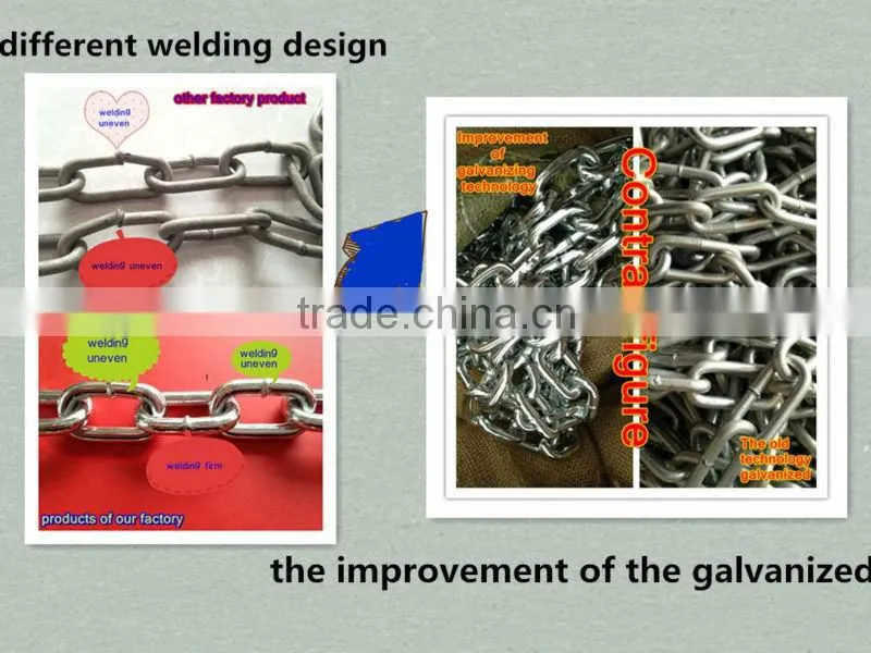 short link welded chain, blue/black plastic spools, zinc plated chain