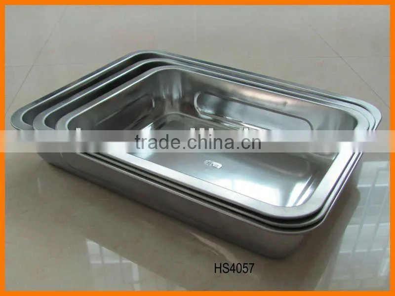 HS4067 Stainless Steel Square Tray, 7cm Height Baking Tray and Serving Tray