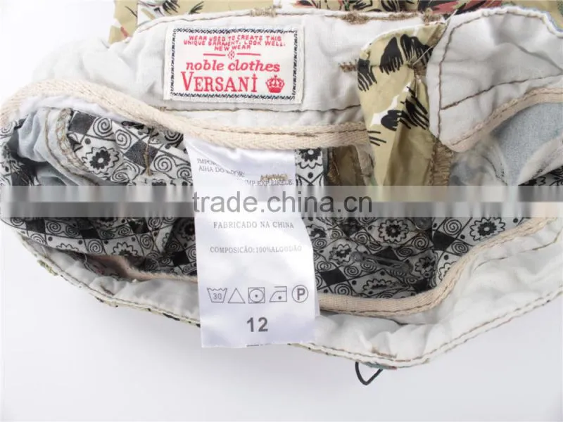 Mens cheap 100%cotton summer stocklot apparel printed shorts