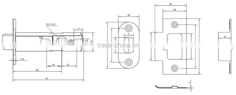 Top Locking Case Tubular Door Dead Latch