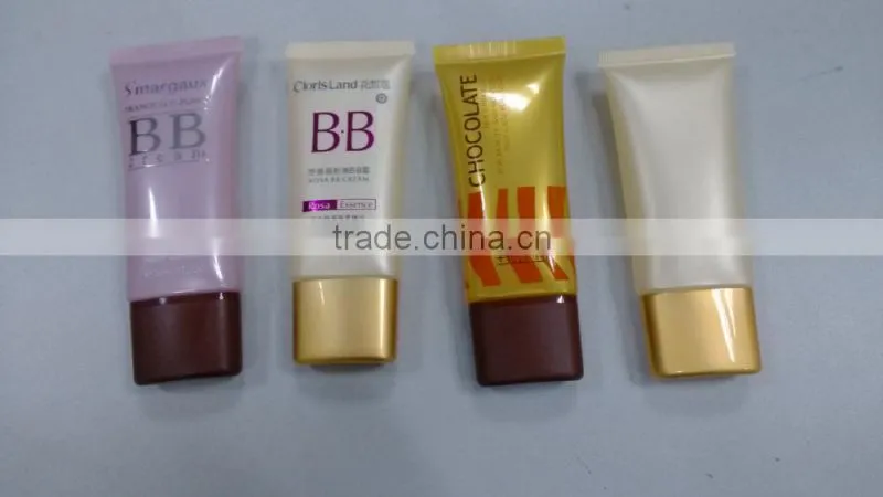 plastic packaging oval cosmetic make up bb cream tube silvery cap