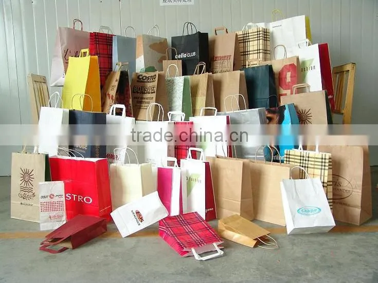 Shopping carry kraft paper bag making machine