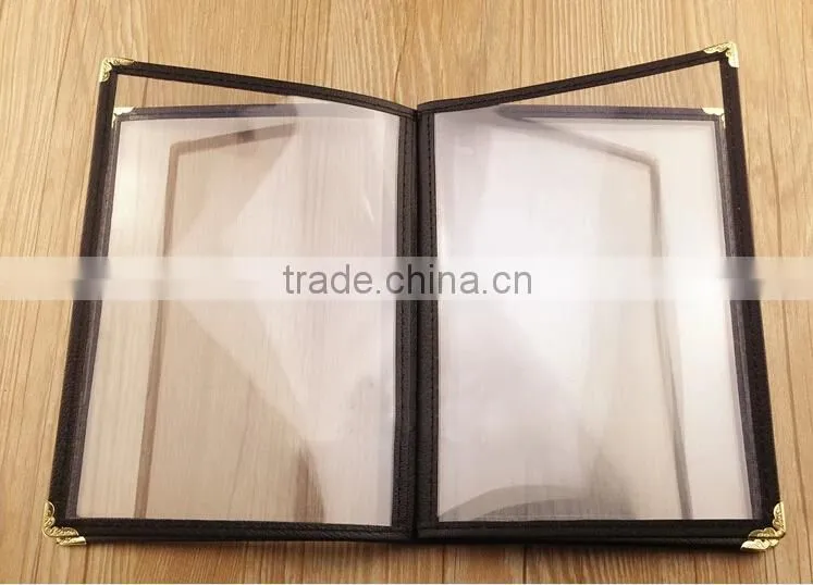 Elegant PVC Transparent Plastic Menu Covers