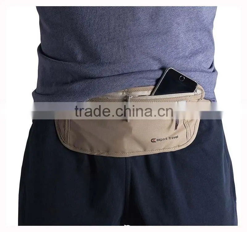 Travel Rfid Blocking Waist Money Belt with Phone Pocket for sport