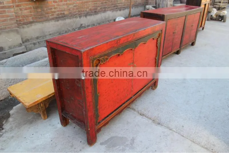 Chinese antique furniture red mongolia cabinet