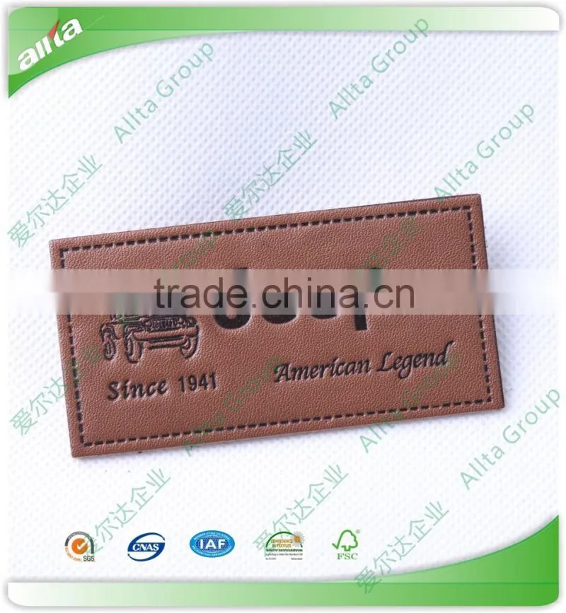 Vogue custom embossed leather label/patches for clothing