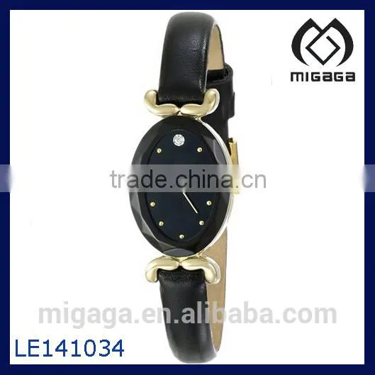 Fashion quartz movement oval case thin band watch