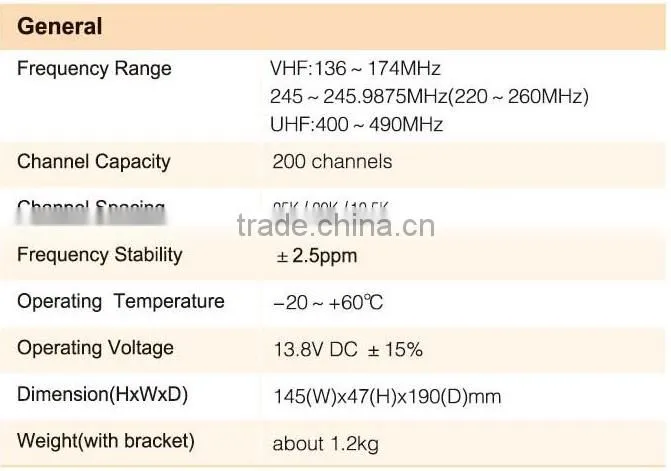 65W/45W Long Range TYT TH-9000D Vehicle Mouted fm Mobile Transceiver cb Car Radio