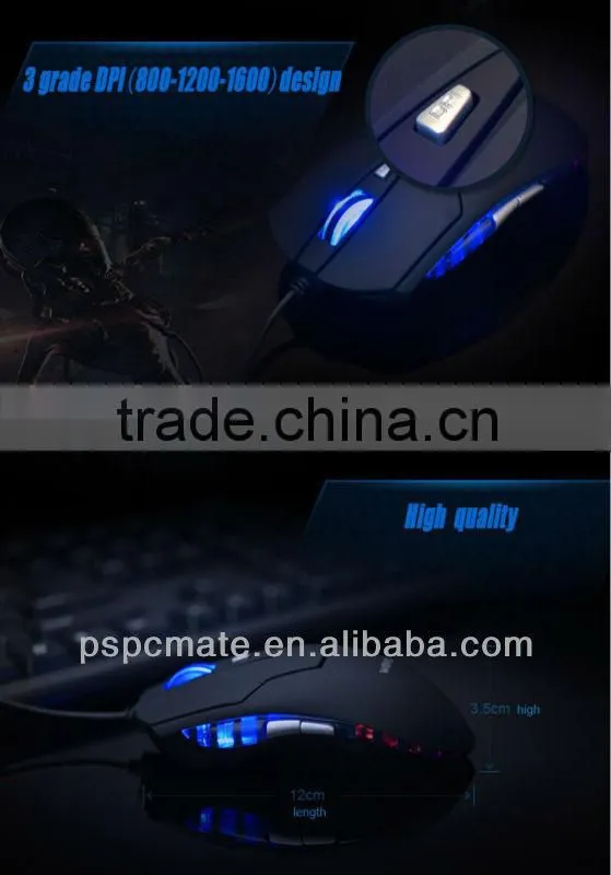 2014 Best 6D 2000 DPI Optical Gaming Mouse with LED Light