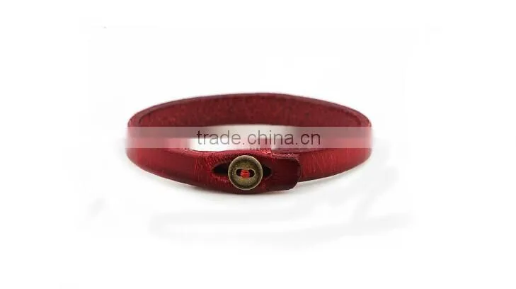 >>New arrival classic plain leather Bracelet,button leather bracelet//