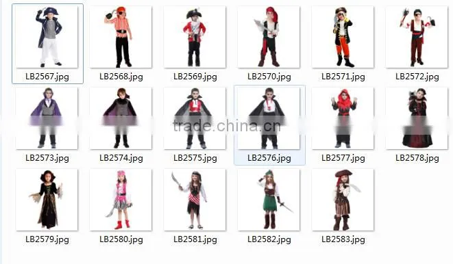 2015 Wholesale boys pirate party costume