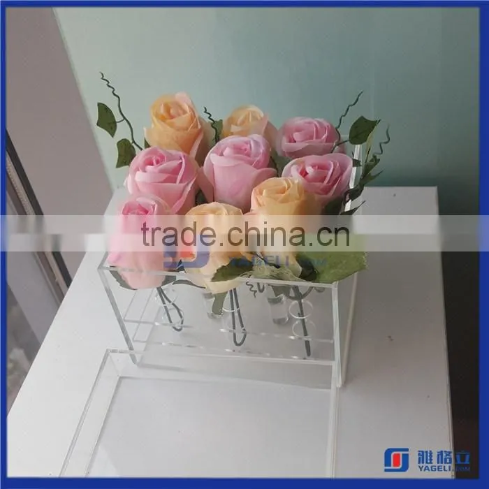 2016 Hot Sale!! China Manufactuer Flower Box Hold 9 Roses Acrylic Box for Fresh Roses