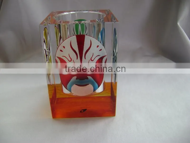 Custom Design Chinoiserie Office Crystal Pen Holder