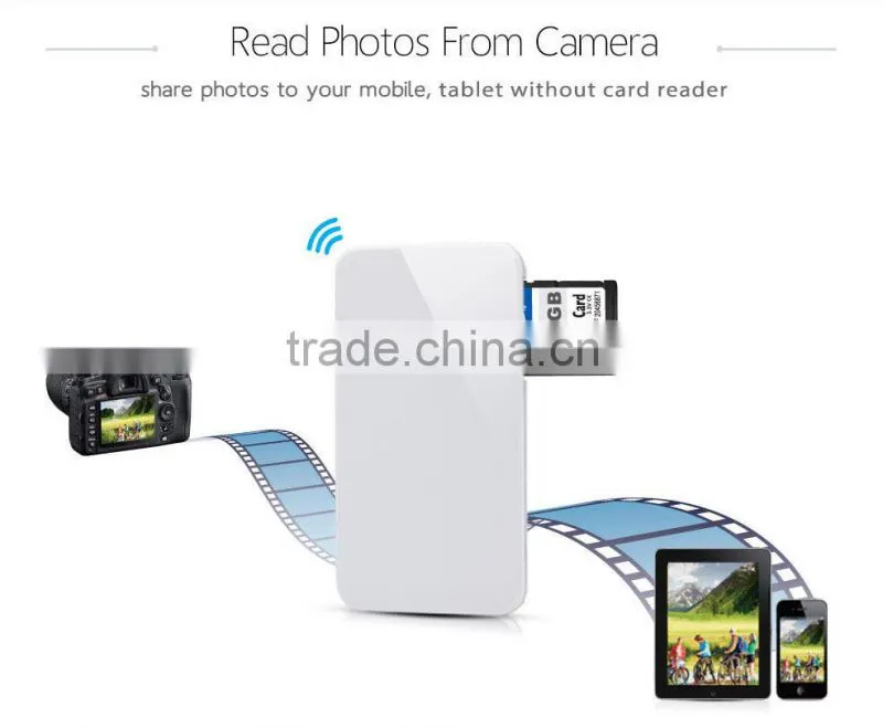 Newest multi-function portable wifi sd card reader with power bank