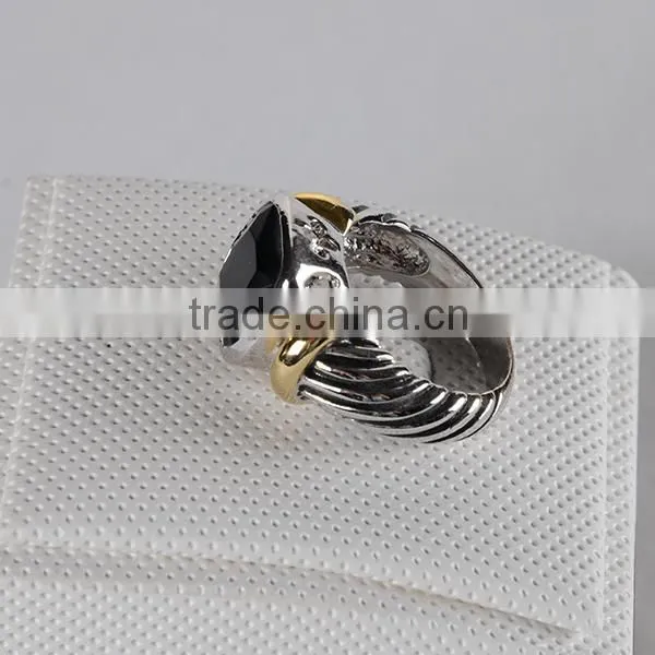 NEW 2016 Popular Fashion Jewelry Loyal Exquisite Square Shapped Ring Big Black stone CZ Diamond Ring Wholesale