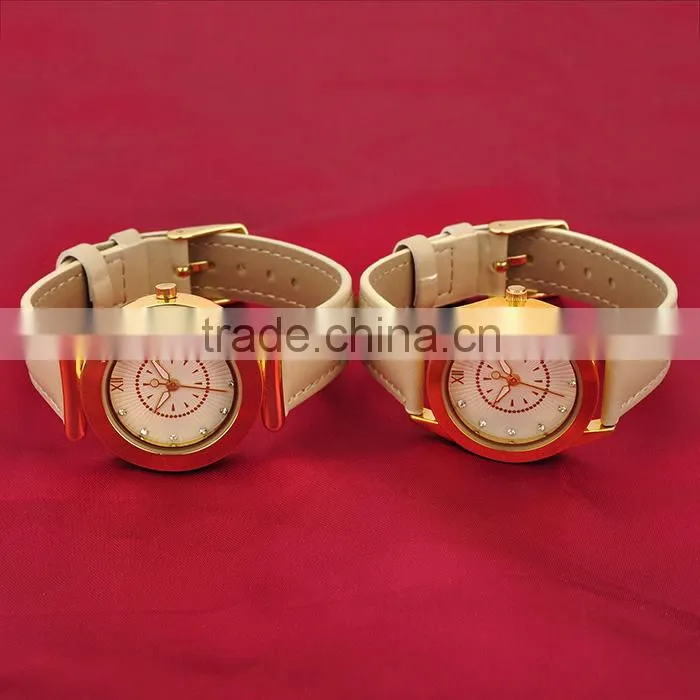 Fashion Jewelry 2016 White Leather Couple Electronic Watch