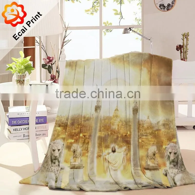 2016 fashion customize heat transfer printed flannel blanket