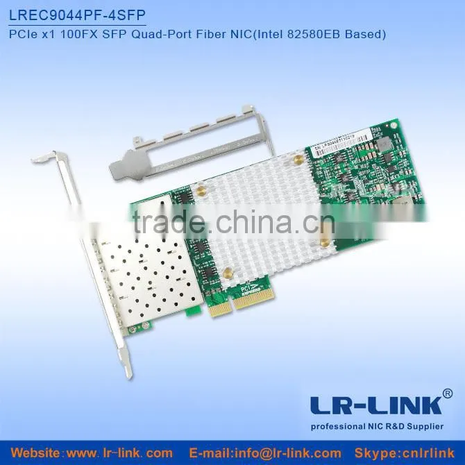 LREC9044PF-4SFP PCIe x1 100FX 4 SFP Port Fiber network card (Intel 82580 Based) Unique