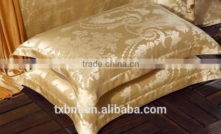 2015 Luxury Golden Yellow Pure Silk 4 pcs bedding sets