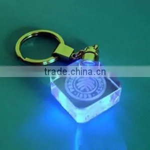 Wholesale customized logo crystal glass led keychain
