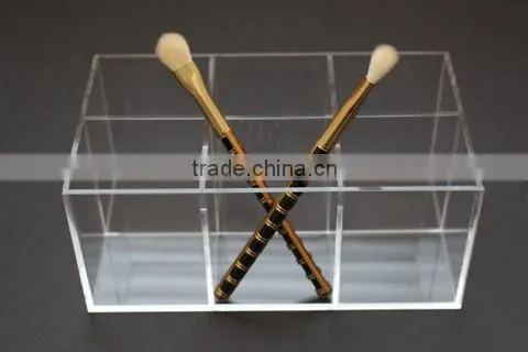 wholesale custom clear 16 compartment acrylic brush holder/acrylic makeup brush holder/acrylic cosmetic organizer