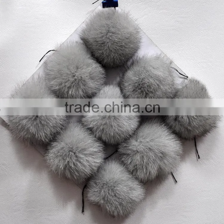 Alibaba China Factory Price Fox Fur Ball Keychain / Fluffy Fox Fur Pompon