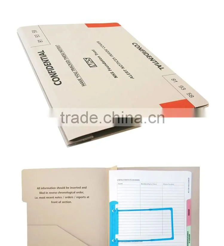 Custom design paper file folder with logo printing