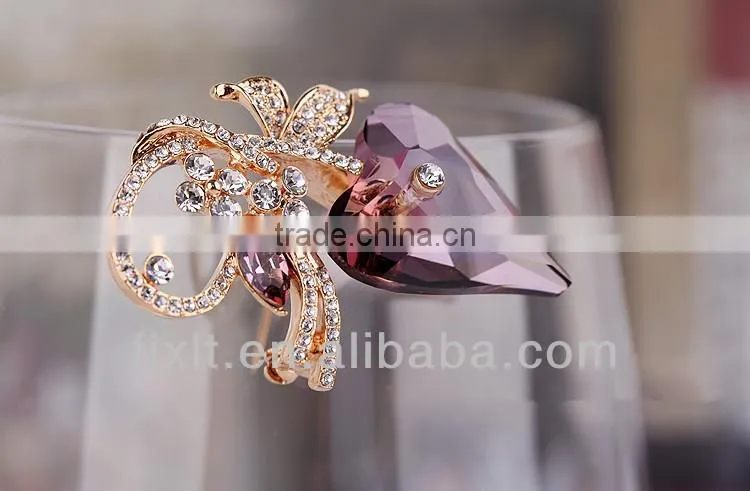 Hot Sale Imported Austrian Crystal Heart Shaped Brooch