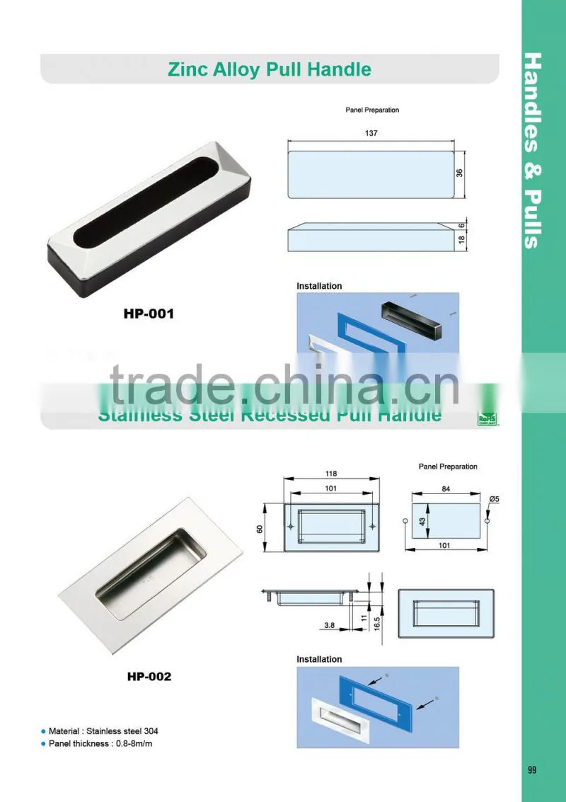 HP-002 Made in Taiwan 304 stainless steel flush cup pull
