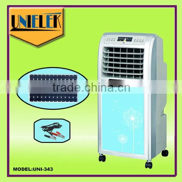 Off grid system powerws 16 inch solar power rechargeable stand water mist fan