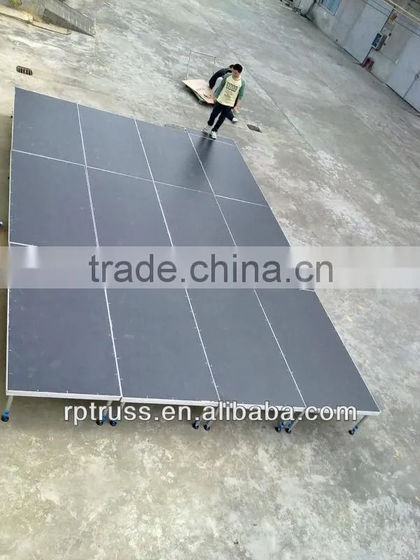exhibition aluminium lighting stage truss,aluminium stage truss,trade show aluminium stage with glass plywood platform