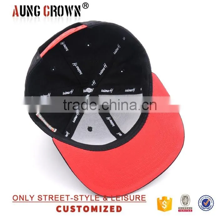 2016 high quality flat brim embroidery 3d logo custom snap back hat