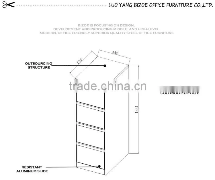 Office filing system white metal file cabinet