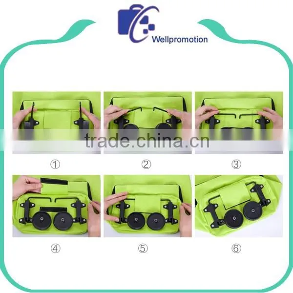 Polyester reusable shopping folding trolley bag supermarket