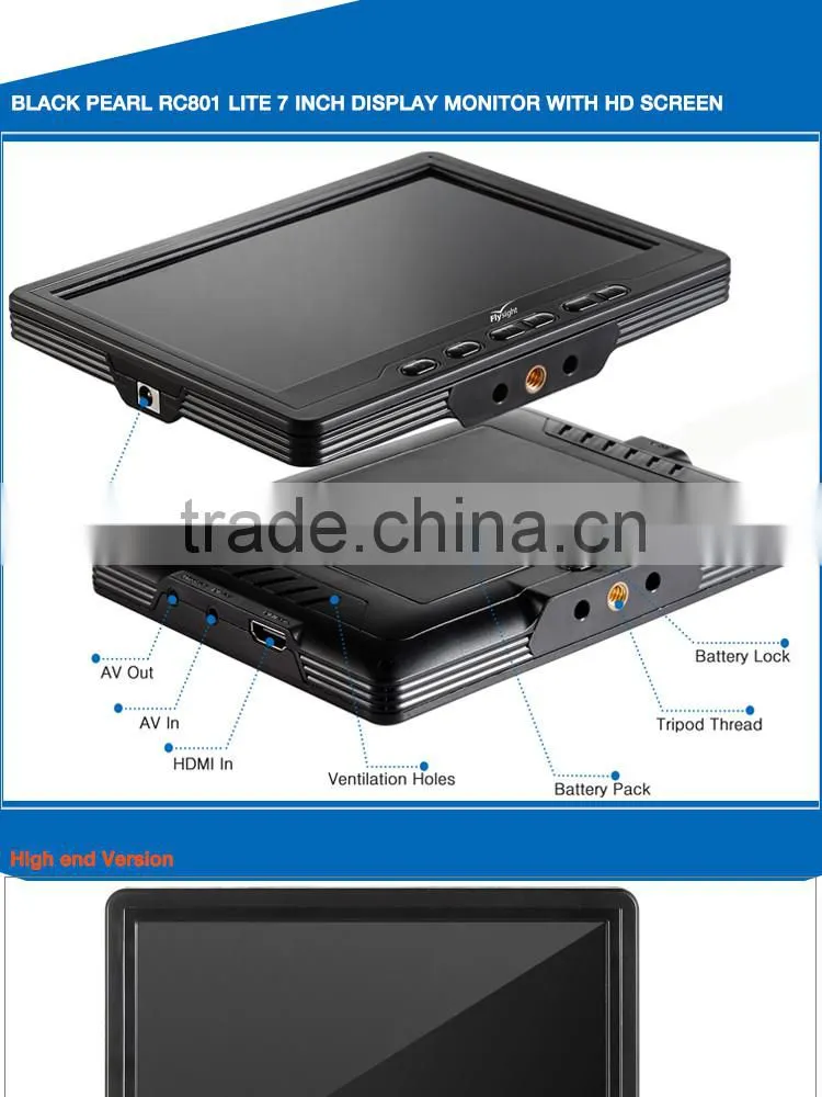 FPV 5.8G HD 1280*800p 7" Monitor Receiver Built-in Battery