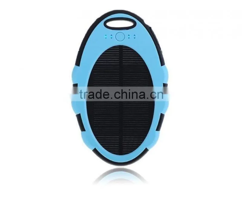 Solar Charger 5000mAh USB Portable Charger Power Bank Battery Pack [Oval Pocket Series - Water-Resistant, Shock-Proof