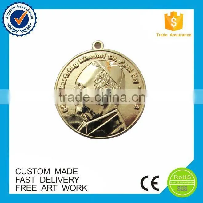 Manufacture double sides logo plating gold custom 3D round metal medals