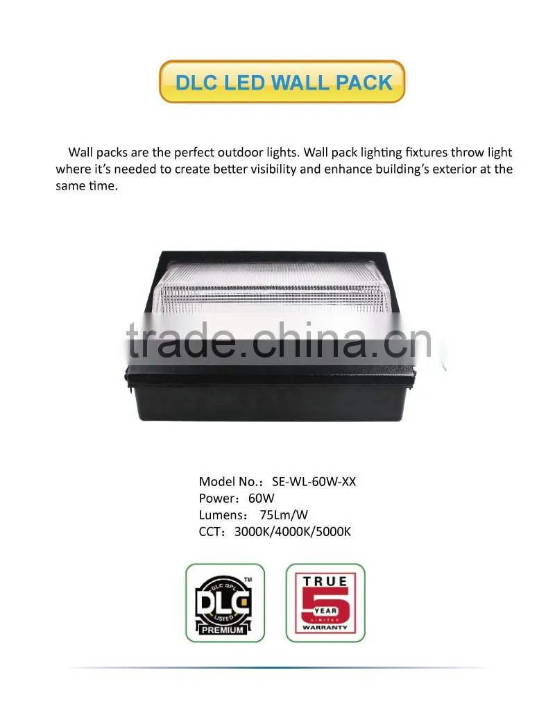2016 Newest UL approved outdoor lighting 60W LED Wall Pack Light
