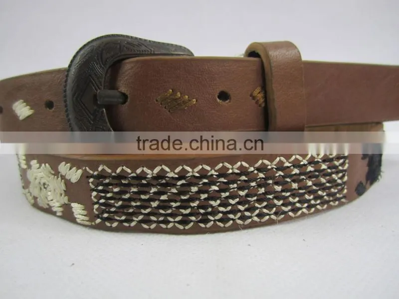 Wholesale embroidery PU leather with 2.5 width for garment decoration belt