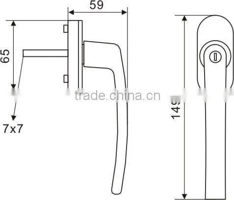 90110505 Aluminum alloy door and window handle with lock (For PVC doors and windows)