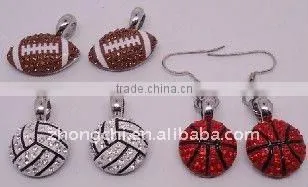 Rhinestone Volleyball Necklace and Earring Set