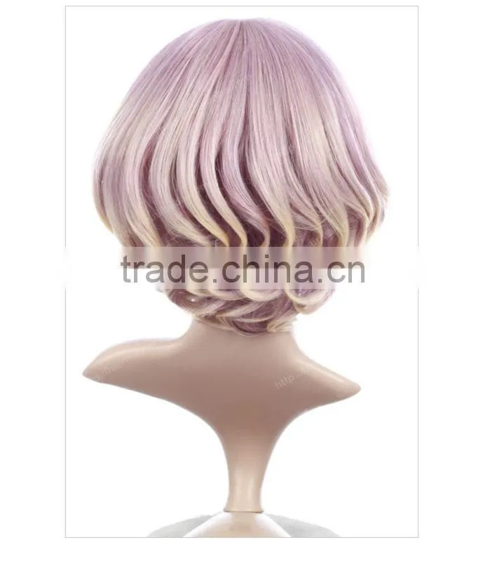 Hot ladies star wigs pink curly